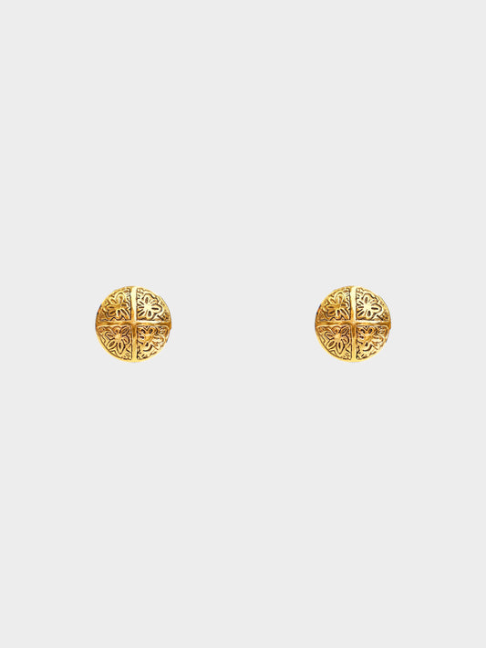 Chanel 1980s Gold Medallion Clip-on Earrings