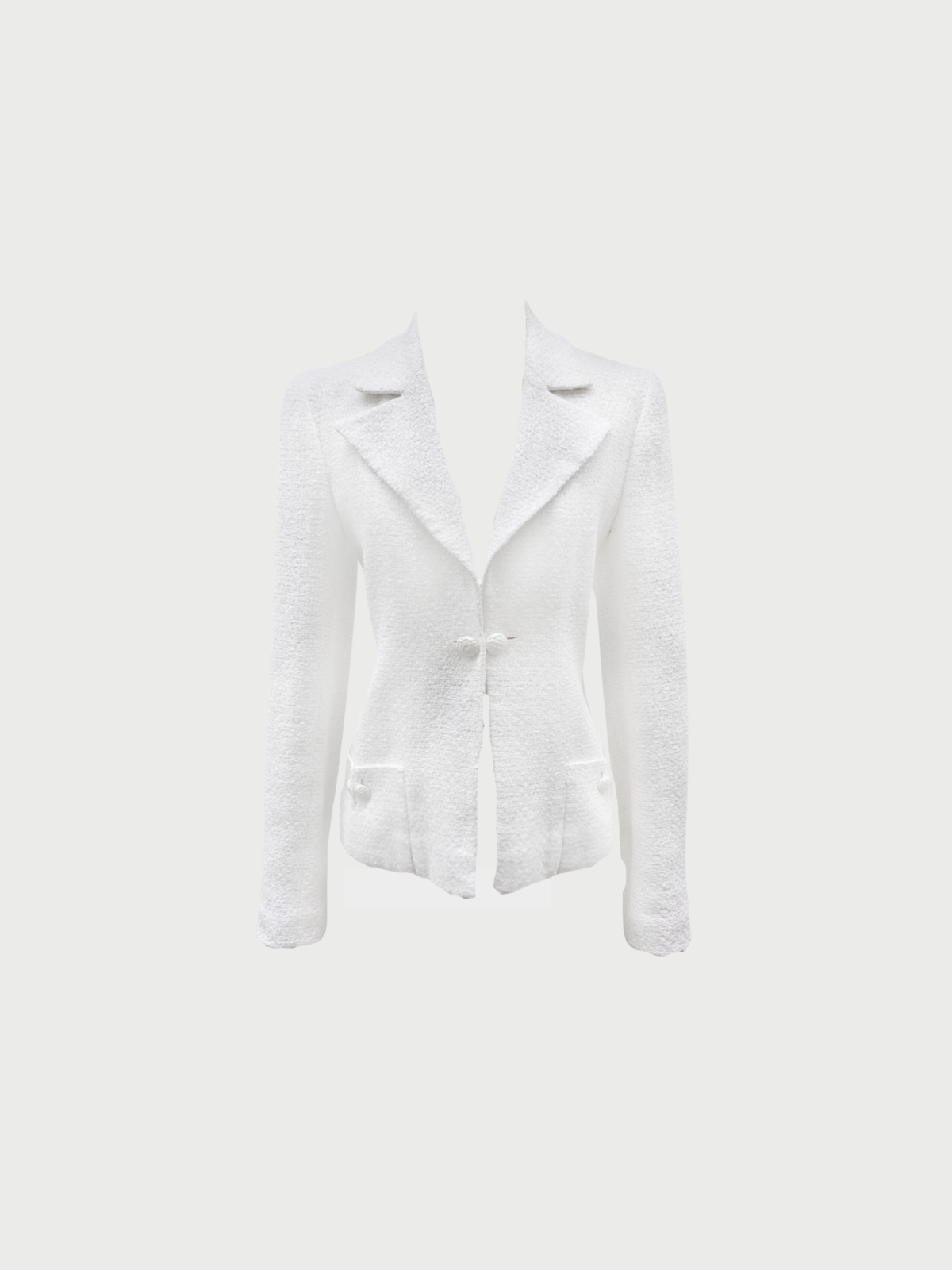 Chanel 2009 White Tweed Jacket with Silver Thread