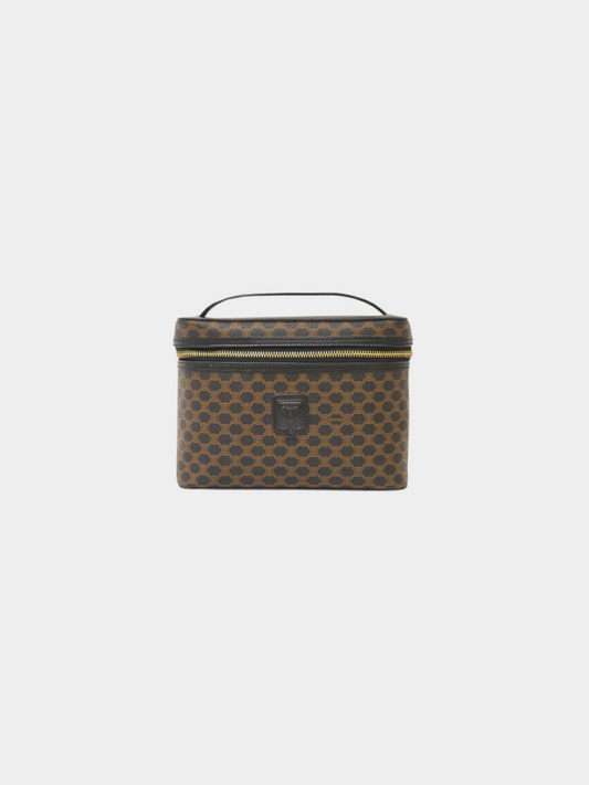 Celine 1990s Black Macadam Blazon Vanity Bag