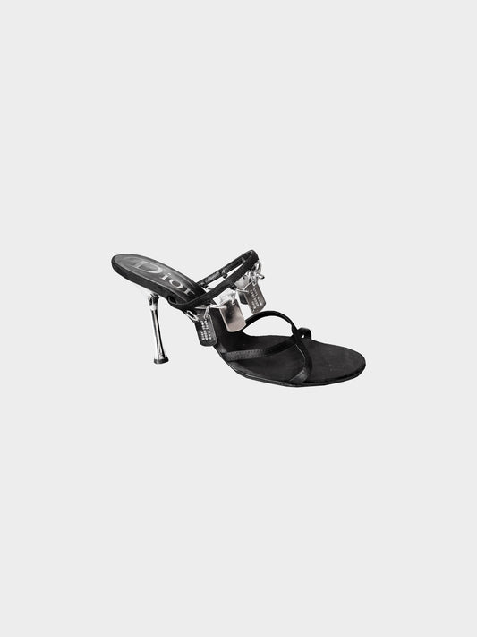 Christian Dior by John Galliano 2004 Black Satin and Dog tag Heels