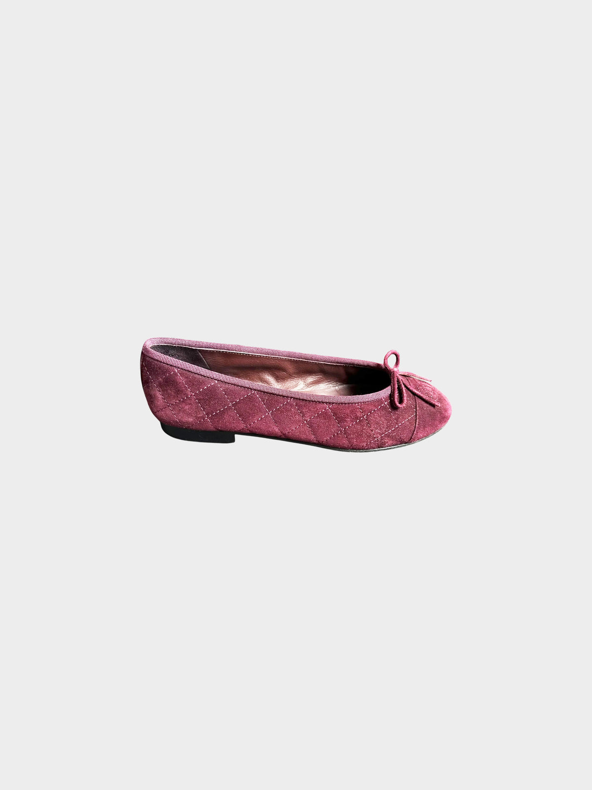 Chanel 2000s Burgundy Suede CC Ballerina Flats