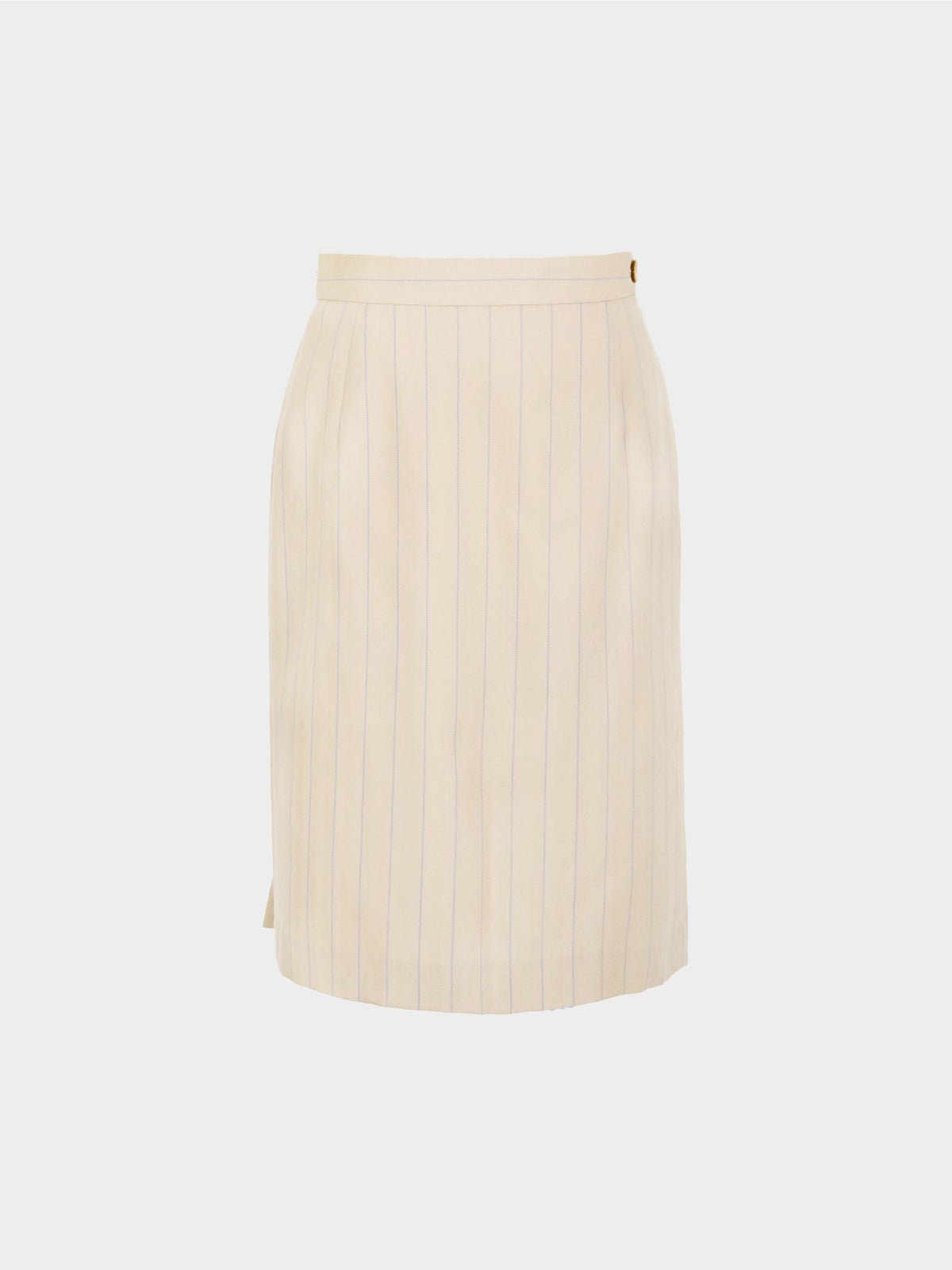 Vivienne Westwood 1990s Beige Pinstripe Pleated Wool Skirt