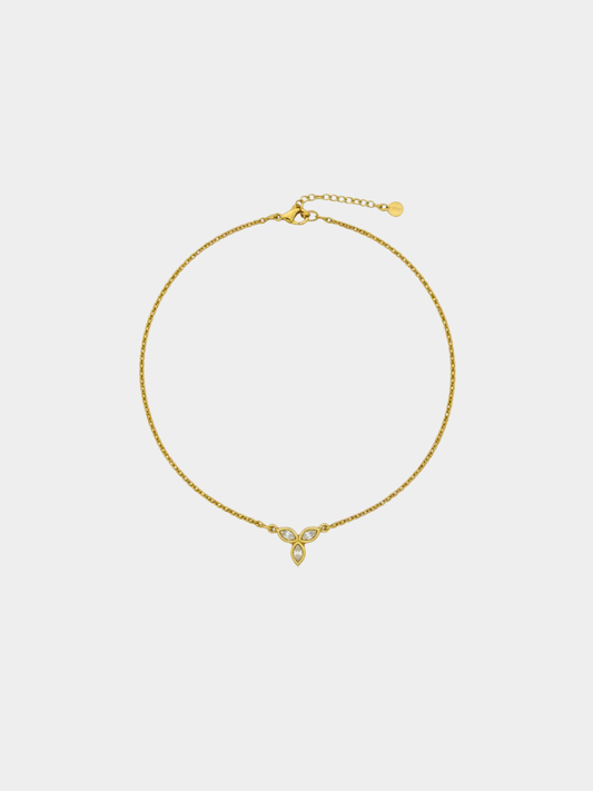 Celine 2000s Gold Rhinestone Flower Necklace