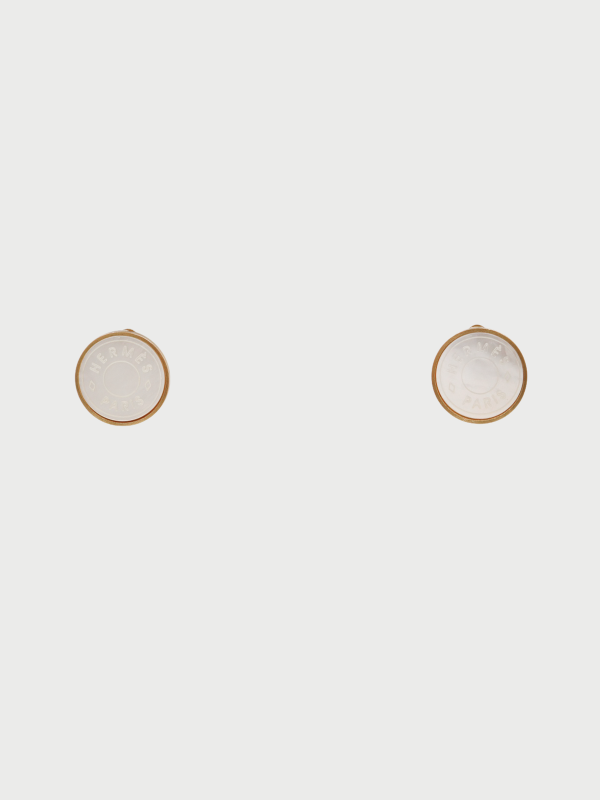 Hermès 2000s Gold Plated Metal Shell Sellier Earrings