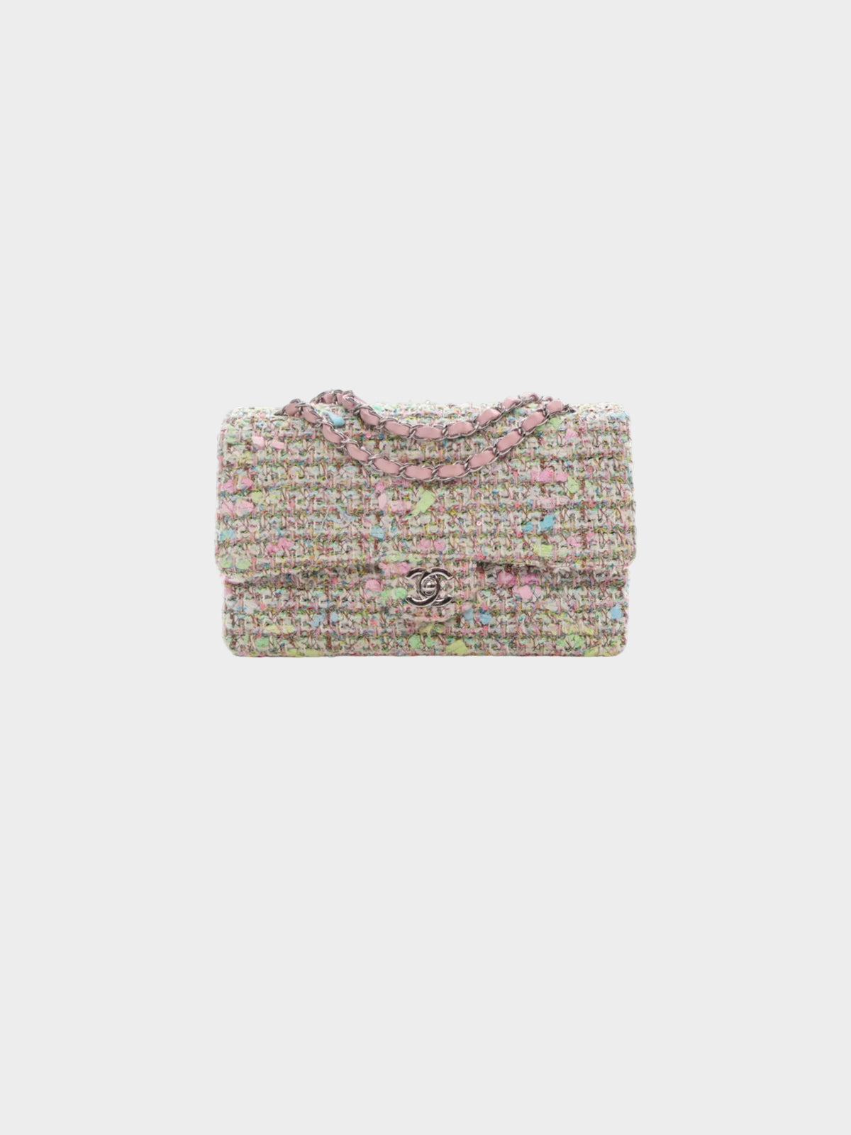 Chanel 2004-2005 Multicolor Tweed Quilted Medium Flap Bag