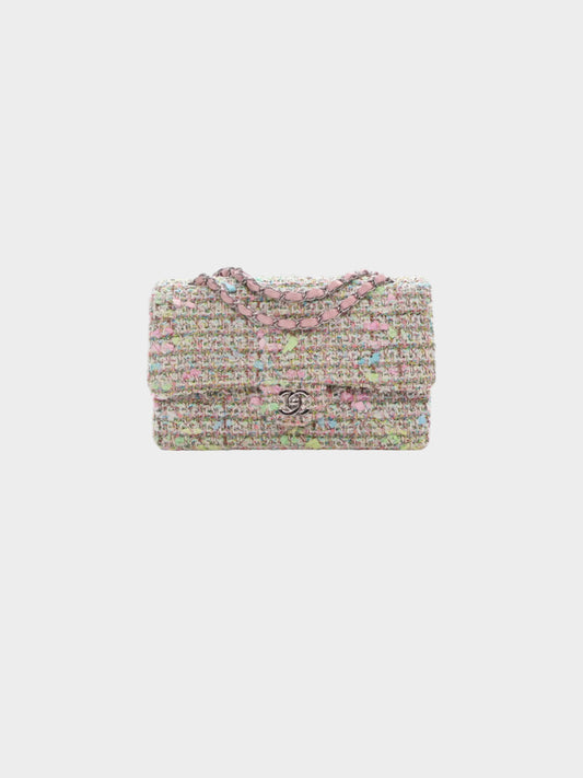 Chanel 2004-2005 Multicolor Tweed Quilted Medium Flap Bag