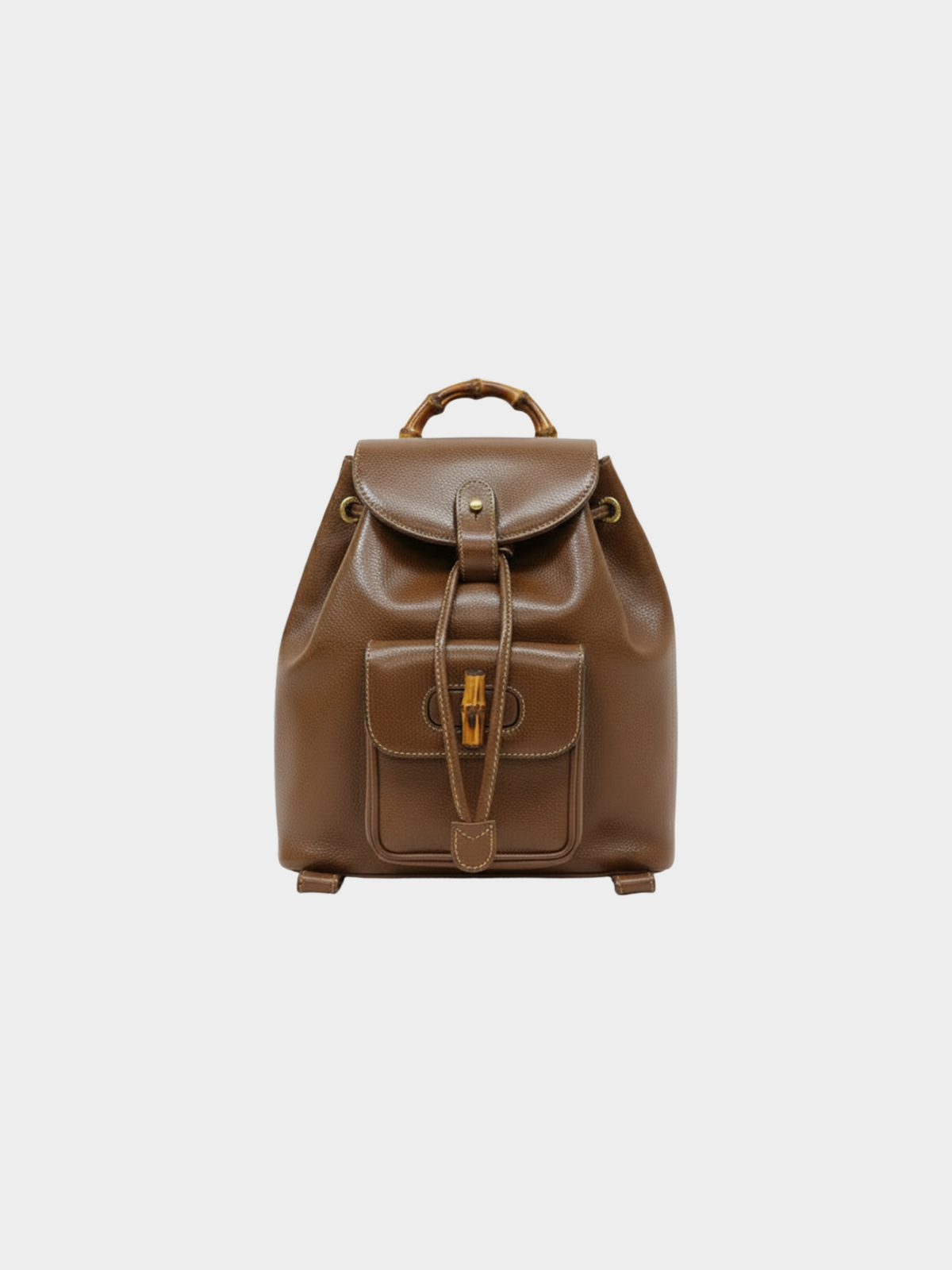 Gucci 2000s Brown Bamboo Leather Backpack