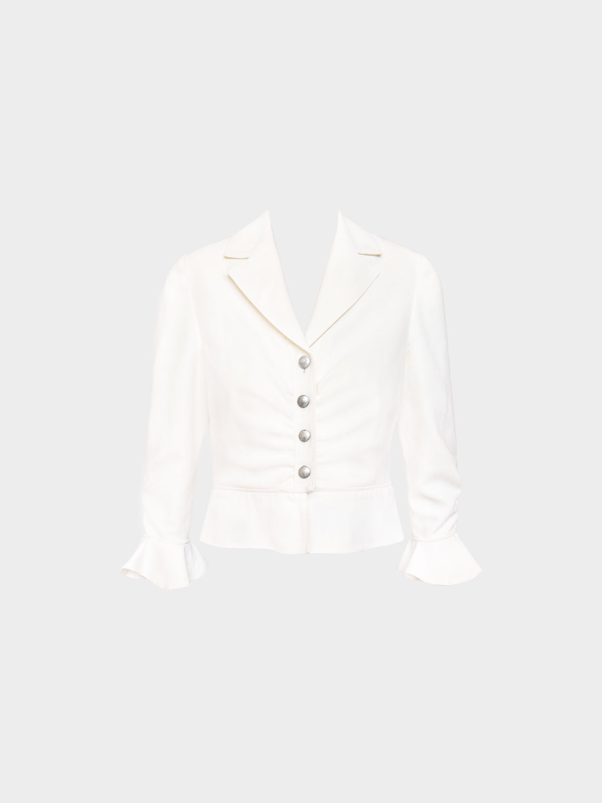 Valentino 2000s White Ruffled Sleeve Tailored Jacket