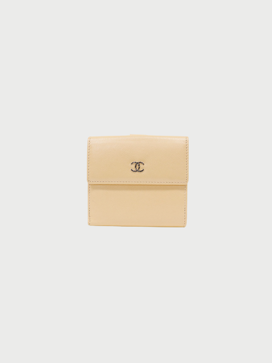 Chanel 2000s Beige Leather COCO Wallet