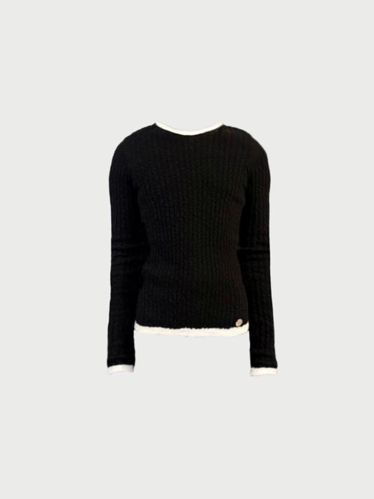 Chanel 2010s Black Cotton Knit Top