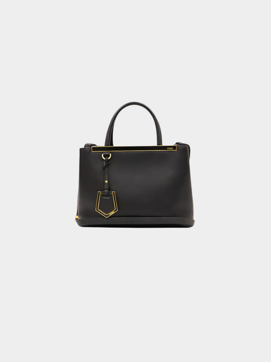 Fendi 2010s Black Leather 2Jours Tote Bag