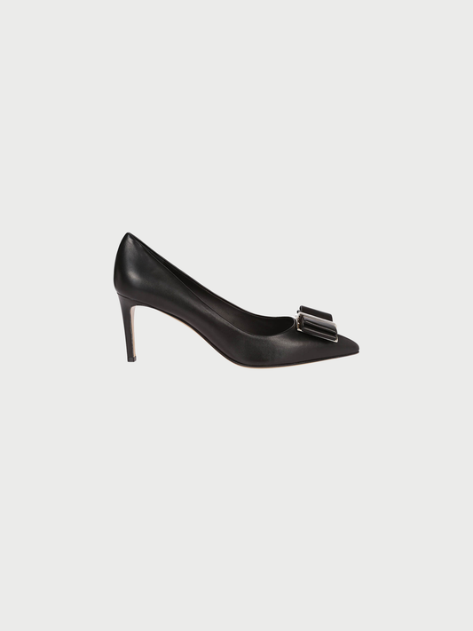 Salvatore Ferragamo 2020s Black Leather Zeri Bow Pumps