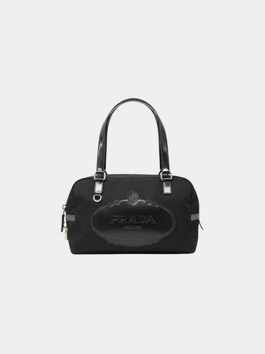 Prada 2000s Black Leather Nylon Handbag
