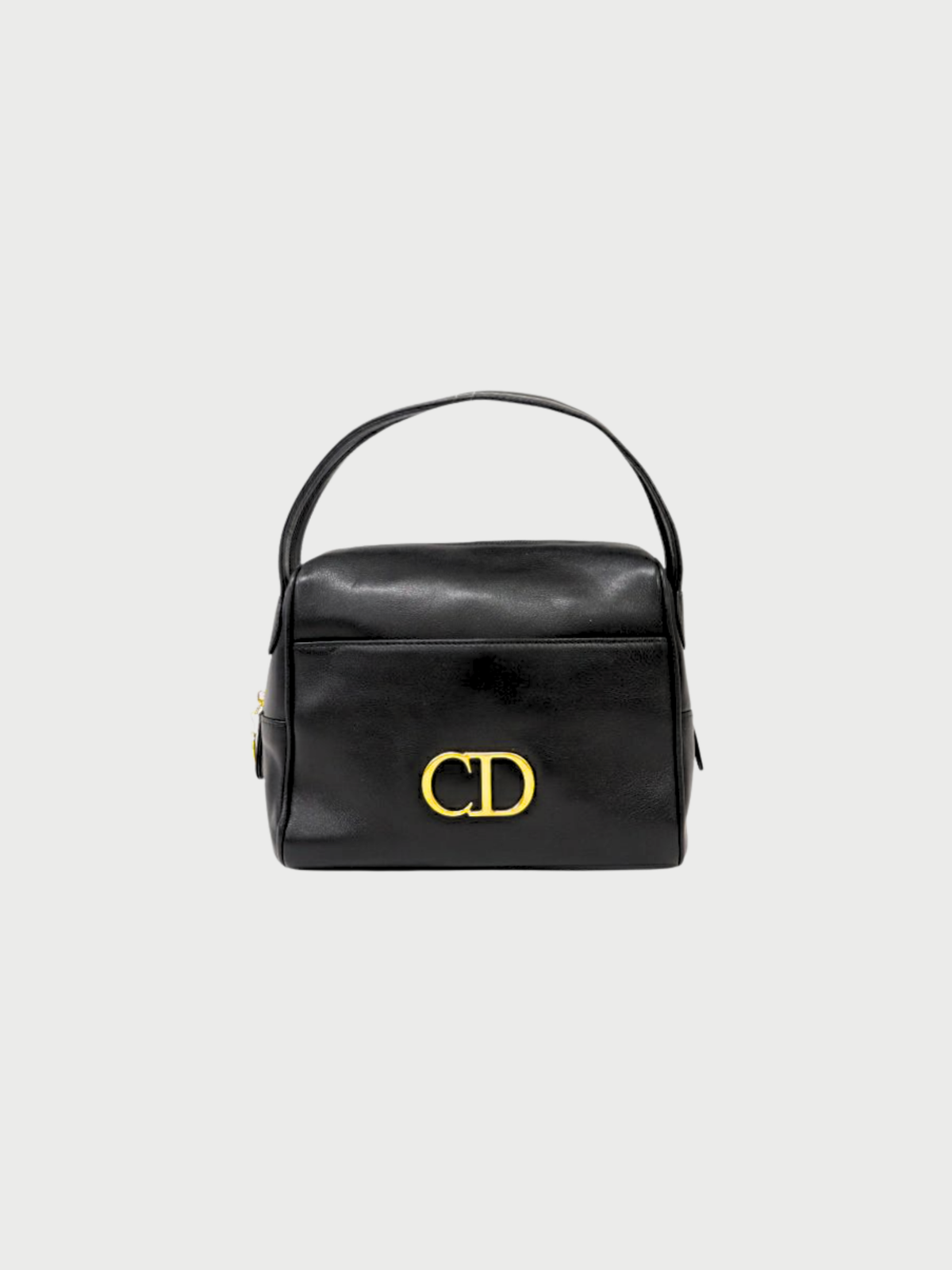 Christian Dior 2000s Black Leather CD Logo Handbag