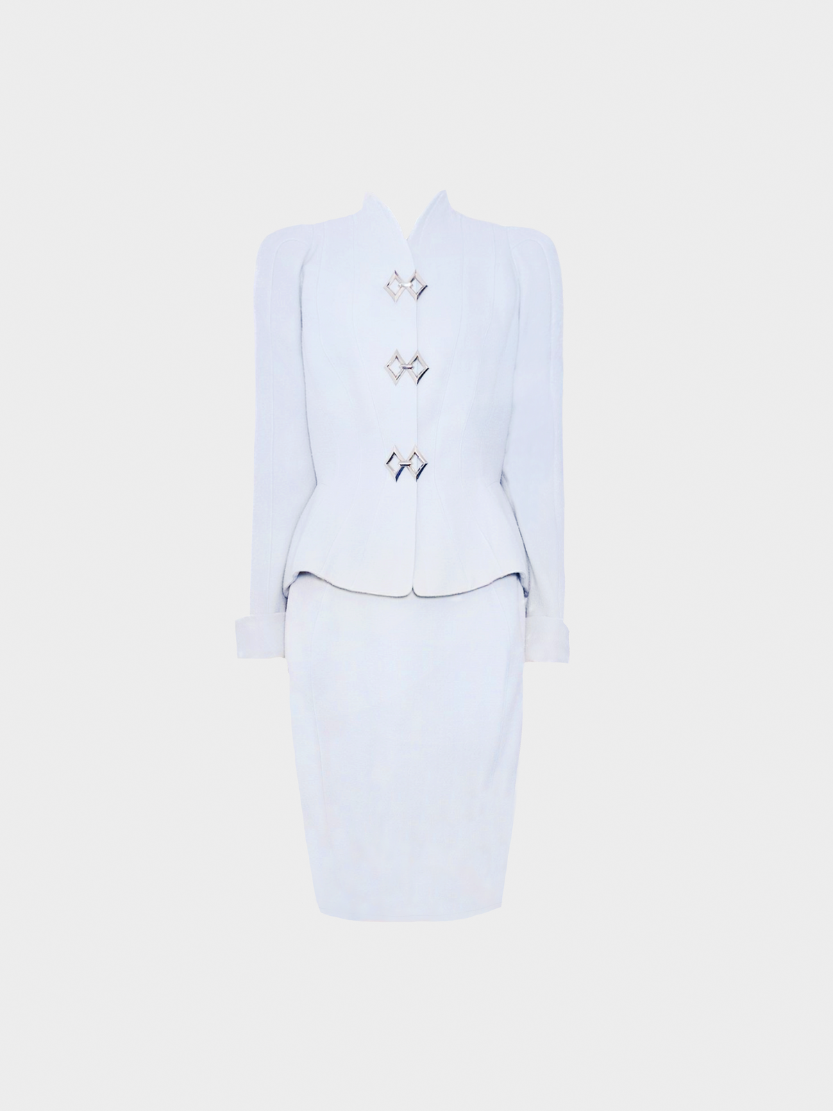 Thierry Mugler Early 1990s Powder Blue Structured Suit Set