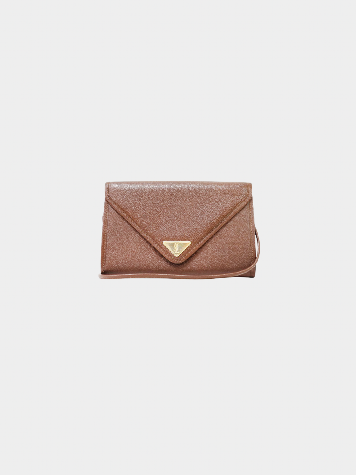 Yves Saint Laurent 2000s Brown Leather Logo Hardware Shoulder Bag