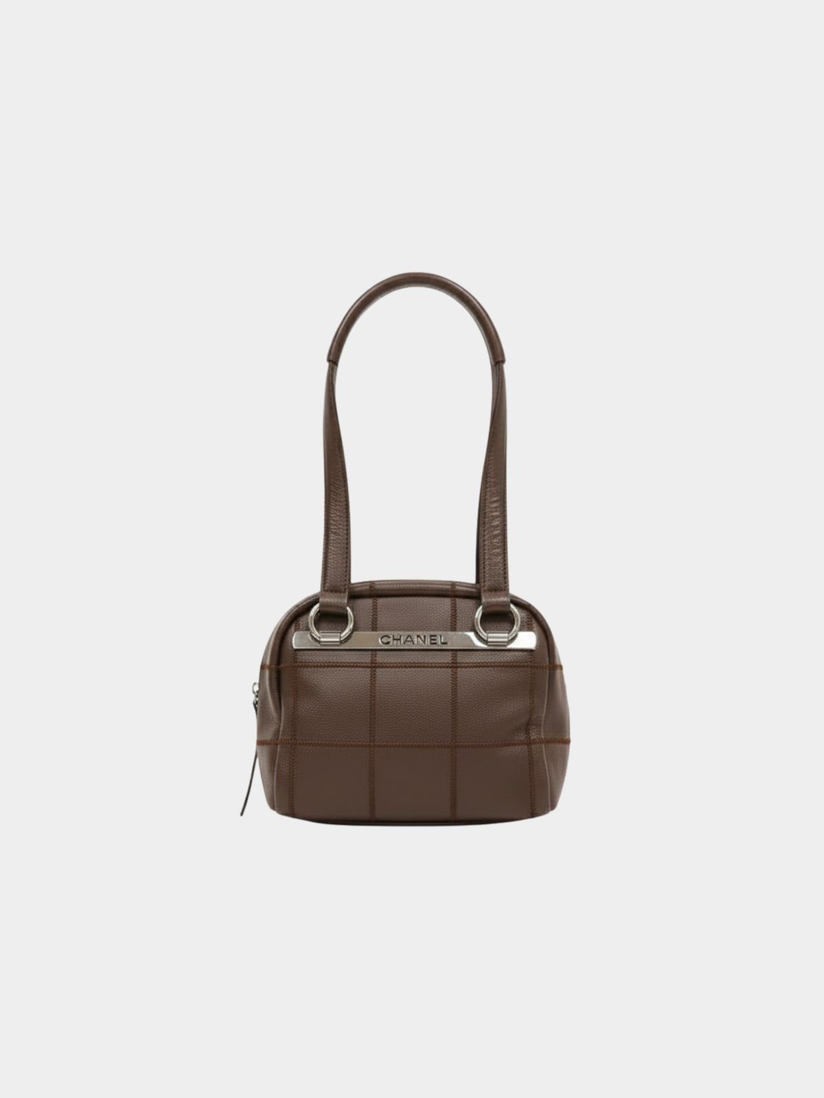 Chanel 2000s Brown Caviar Leather Chocolate Bar Handbag
