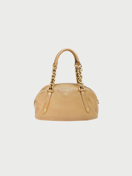 Prada 2000s Beige Vitello Daino Leather Handbag