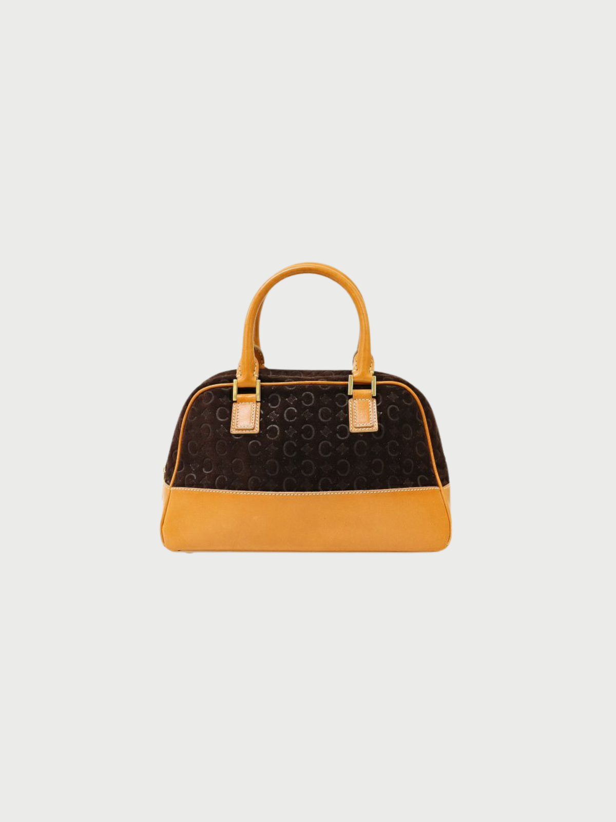 Celine 2000s Brown Suede Leather C-Macadam Top Handle Bag
