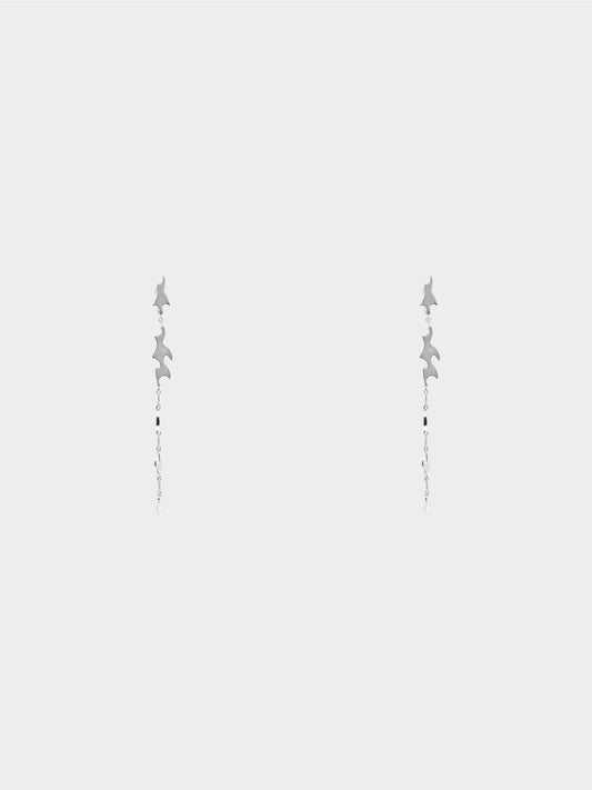 Christian Dior by John Galliano 2000s Silver Tribal Motif Drop Earrings