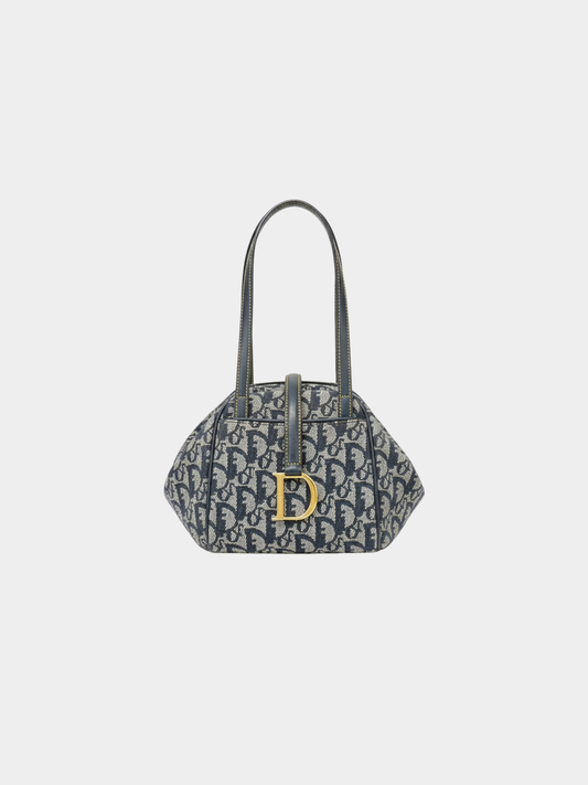 Christian Dior 2000s Navy Trotter Canvas Handbag