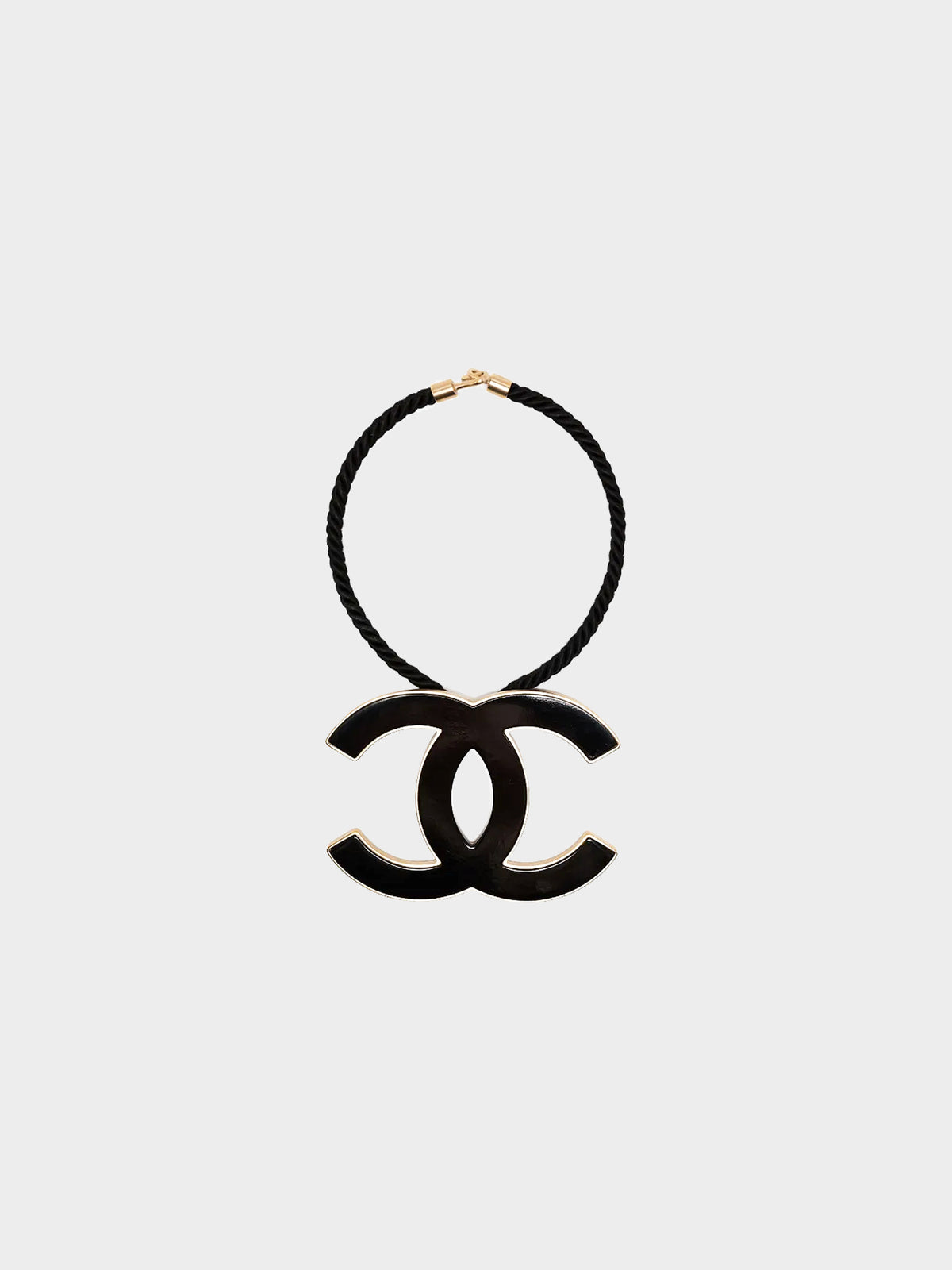 Chanel 2008 Black and Gold Enamel CC Cord Choker Necklace
