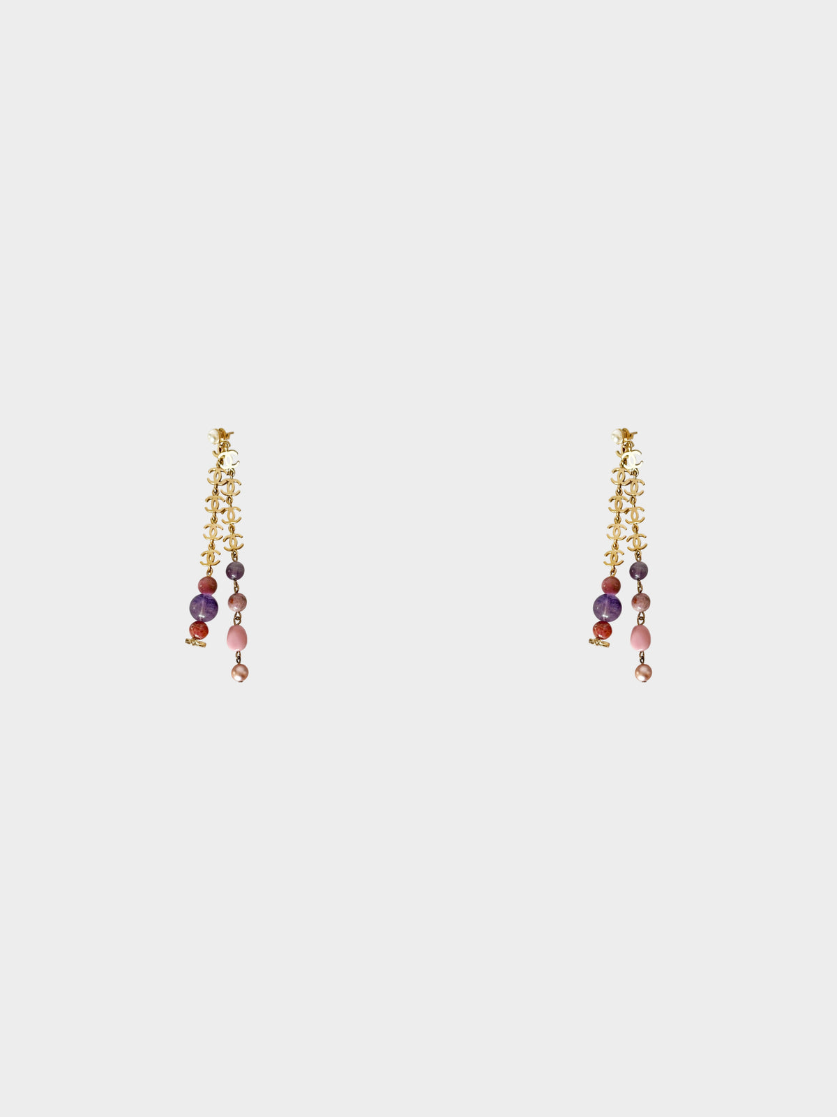 Chanel SS 2019 CC Pearl and Bead Drop Earrings