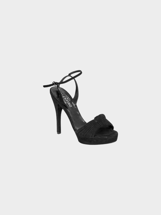 Valentino 2000s Black Suede Knot Detail Heels