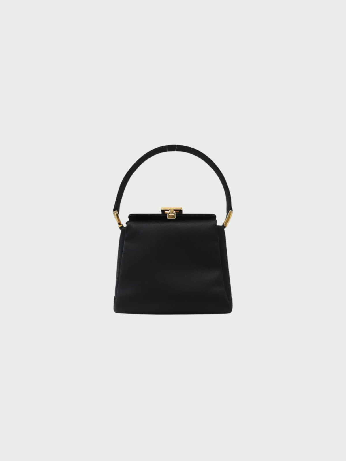 Gucci 2000s Black Satin Logo Hardware Mini Handbag