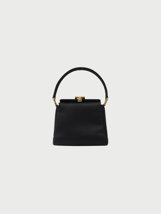 Gucci 2000s Black Satin Logo Hardware Mini Handbag