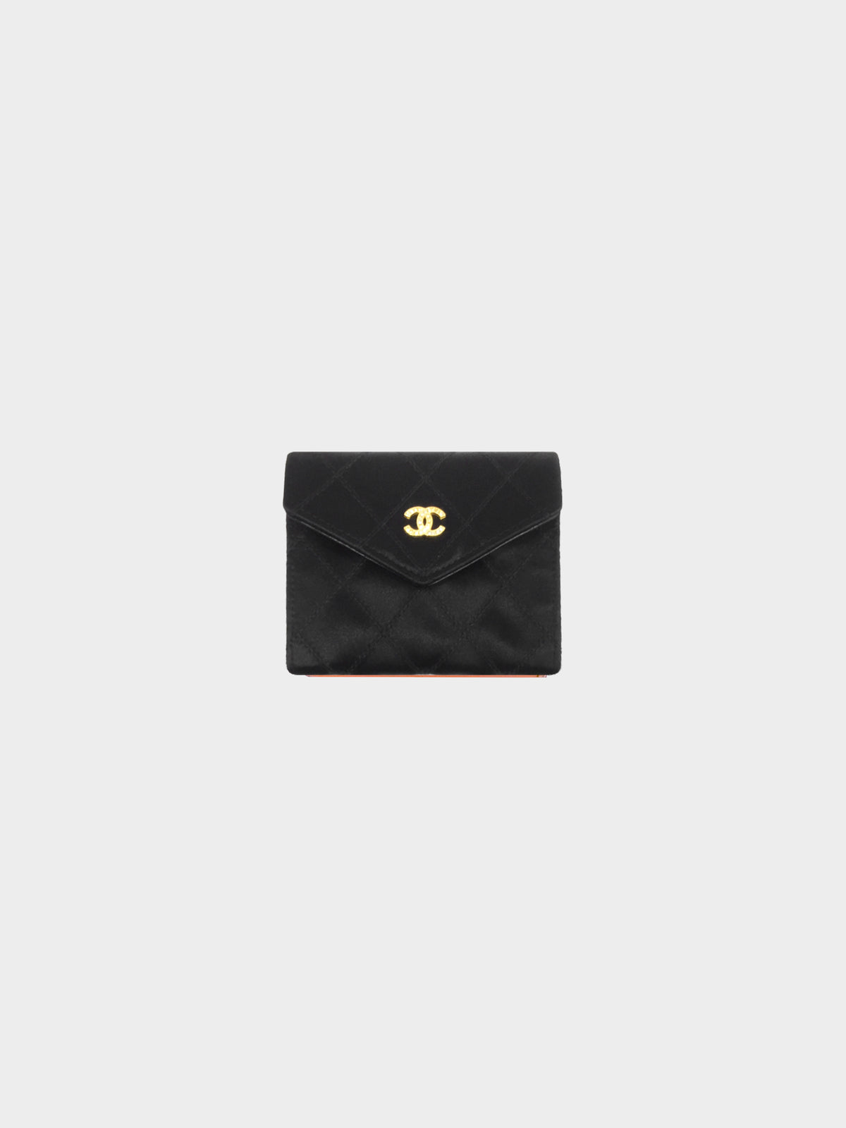 Chanel 1989-1991 Black Satin Quilted Coin Case
