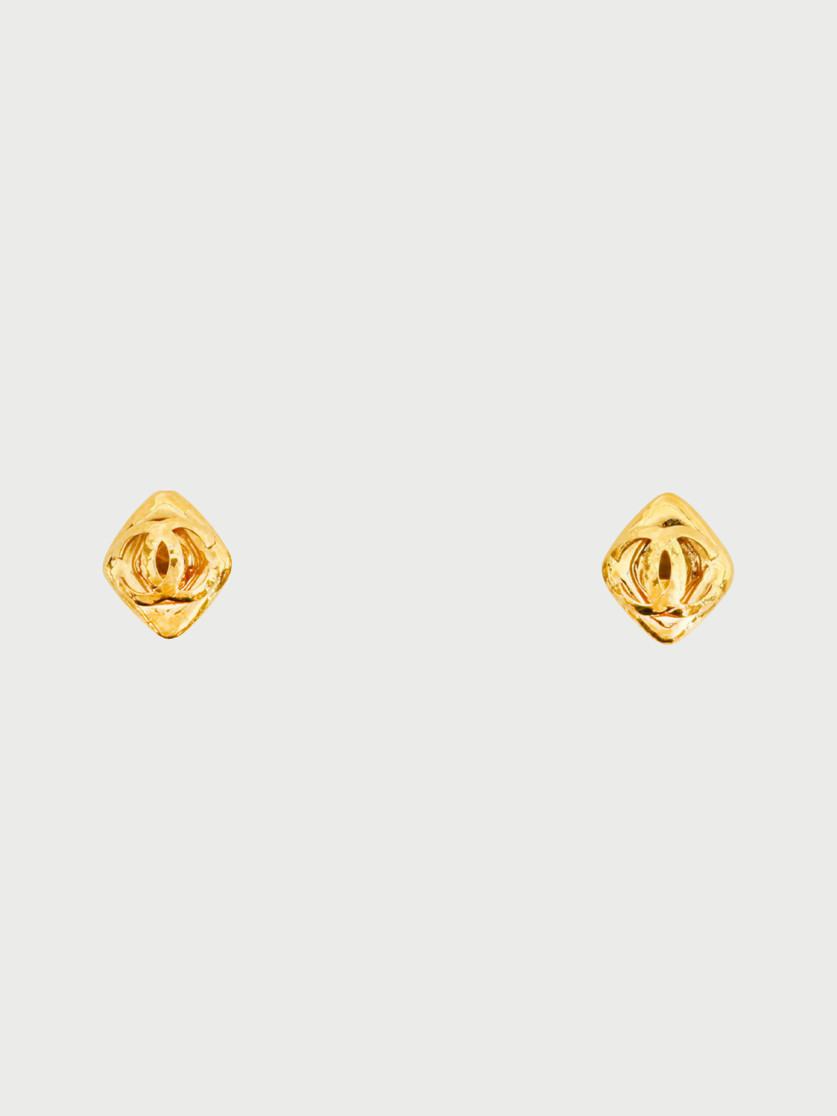 Chanel 1990s Gold Plated Metal Coco Diamond-Cut Earrings