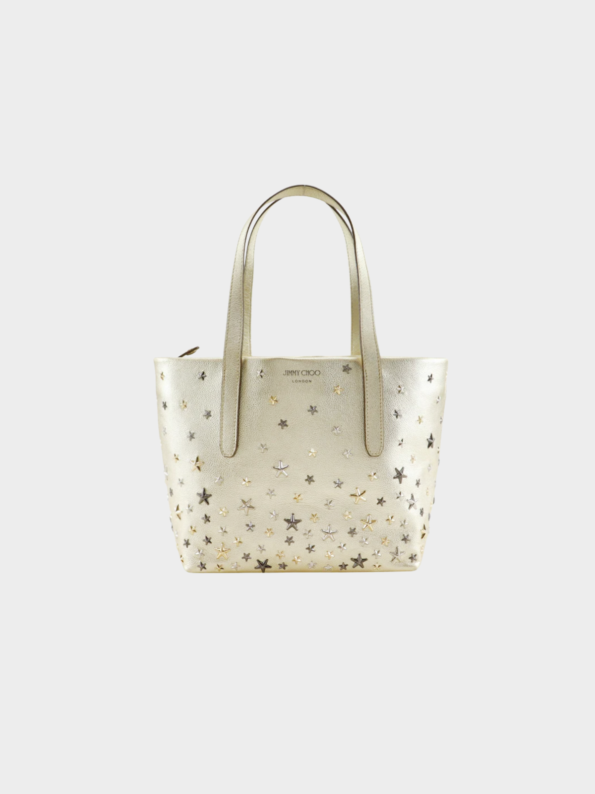 Jimmy Choo 2010s Silver Leather Star Stud Sophia Tote Bag