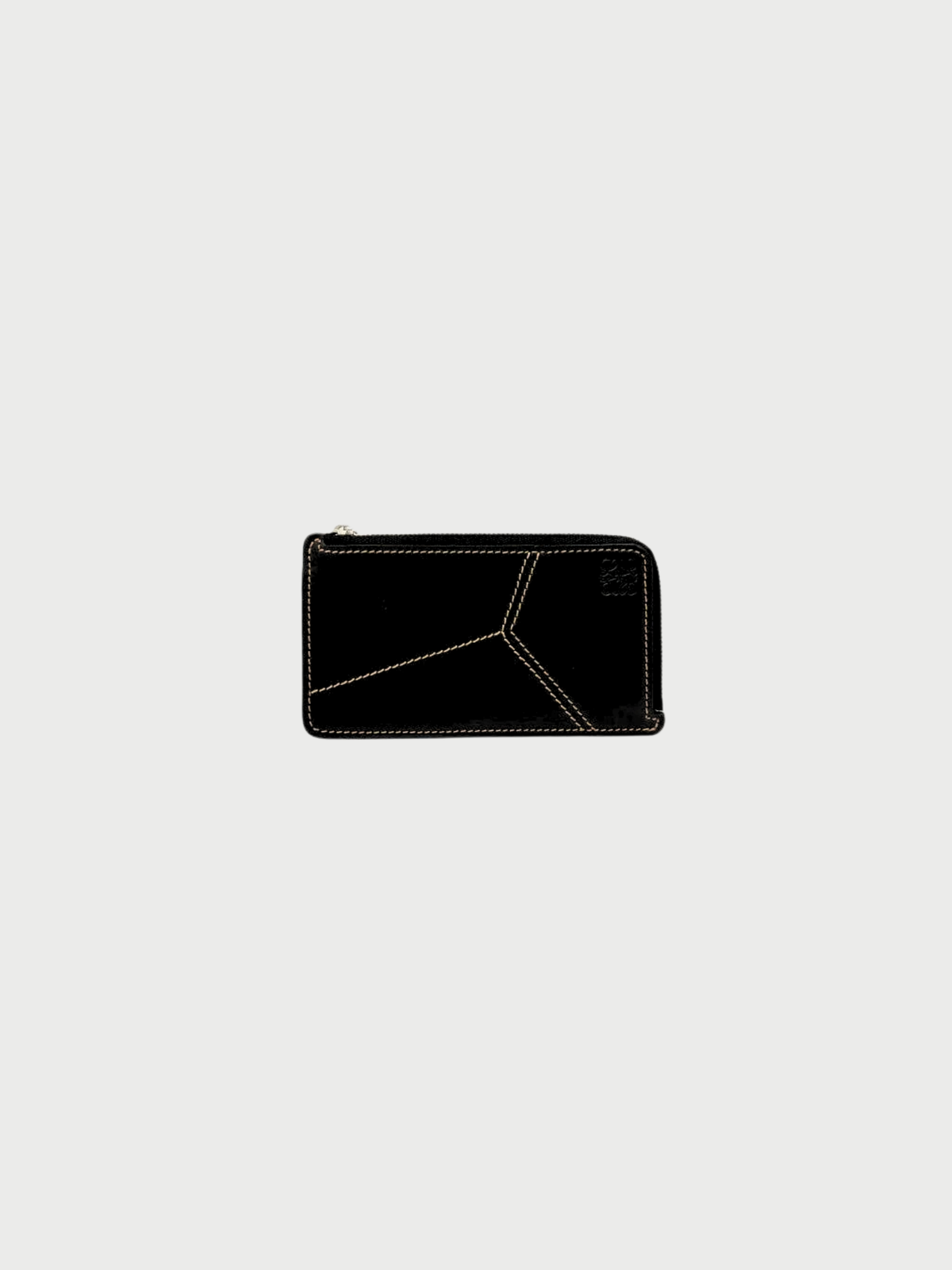 Loewe 2020s Black Leather Puzzle Stitch Coin & Card Holder