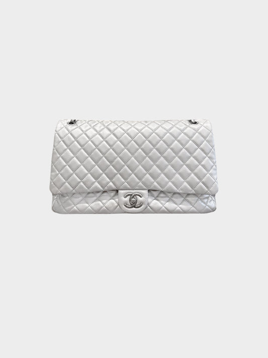 Chanel 2016-2017 Silver Caviar Quilted XXL Travel Flap Bag
