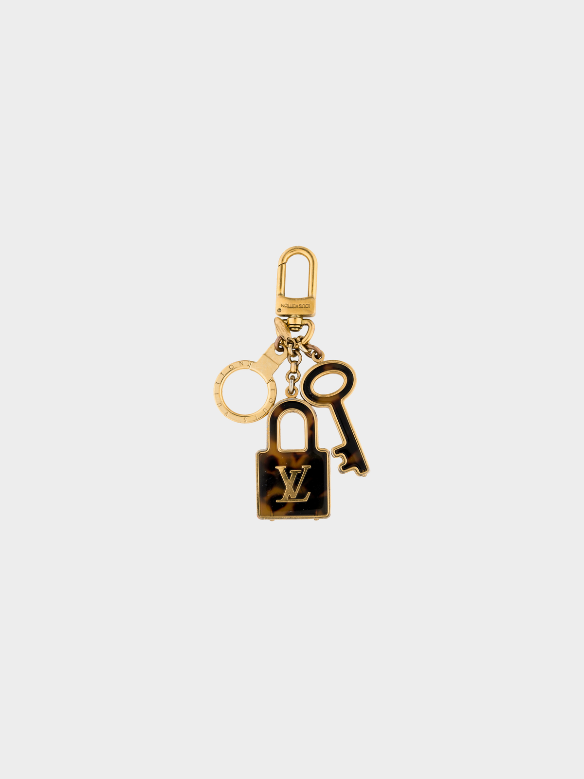 Louis Vuitton 2012 Gold Tortoiseshell Confidence Lock & Key Bag Charm