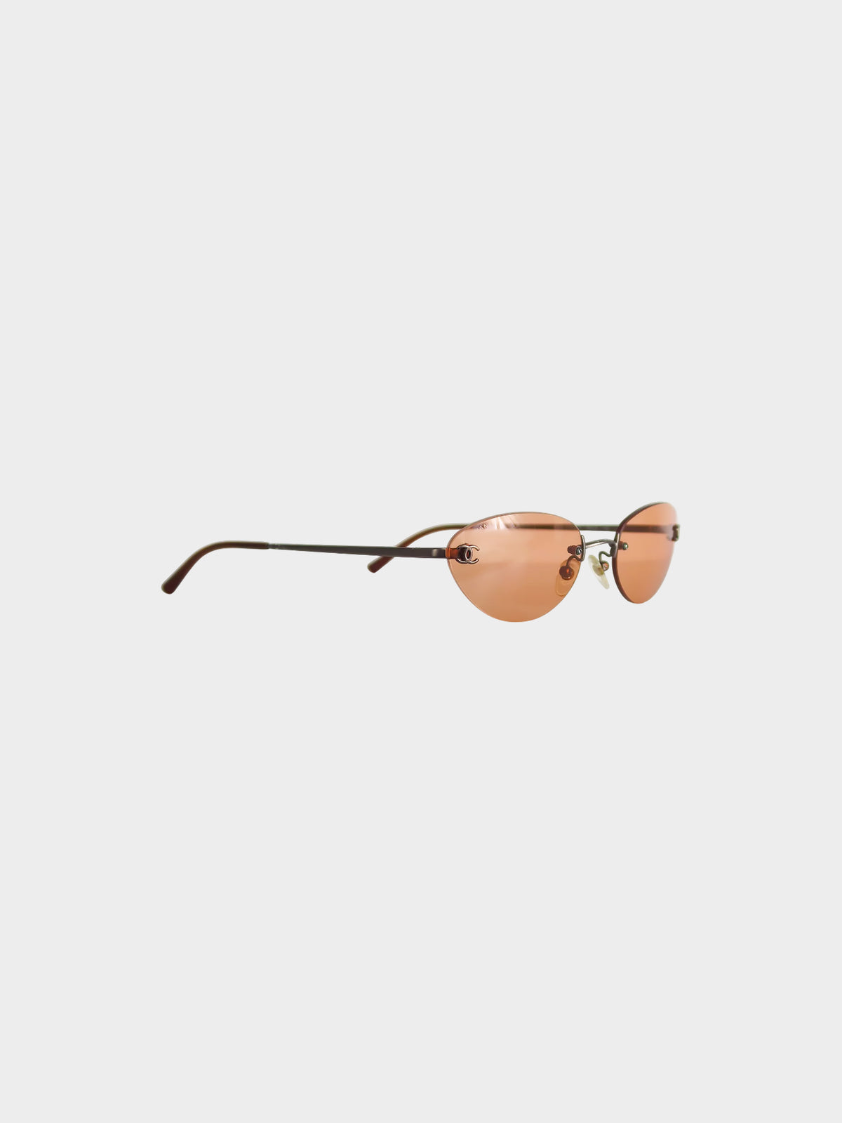 Chanel 2000s Orange Tinted Rimless CC Sunglasses