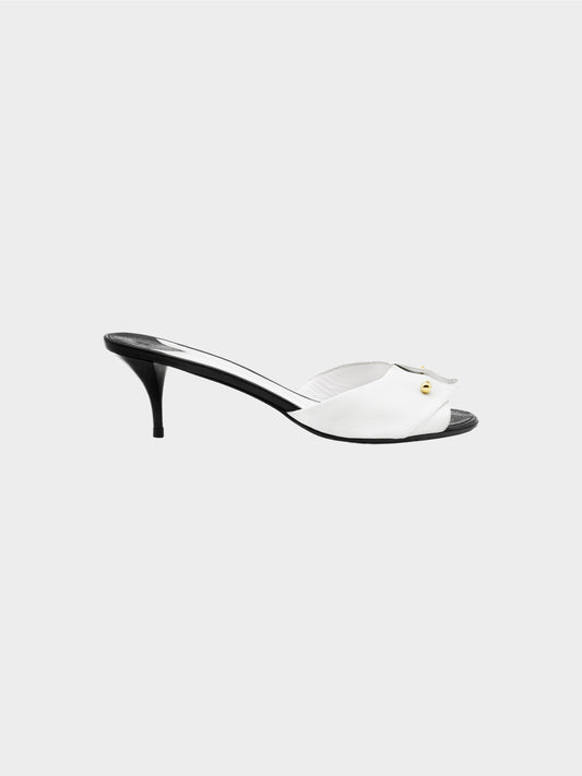 Chanel by Karl Lagerfeld 2000 Black and White Two-tone Leather Sandals