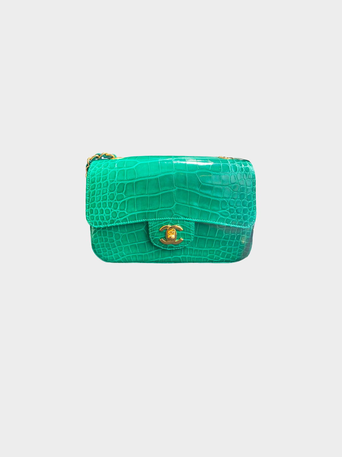 Chanel 2018 Green Exotic Alligator Classic Single Flap Bag