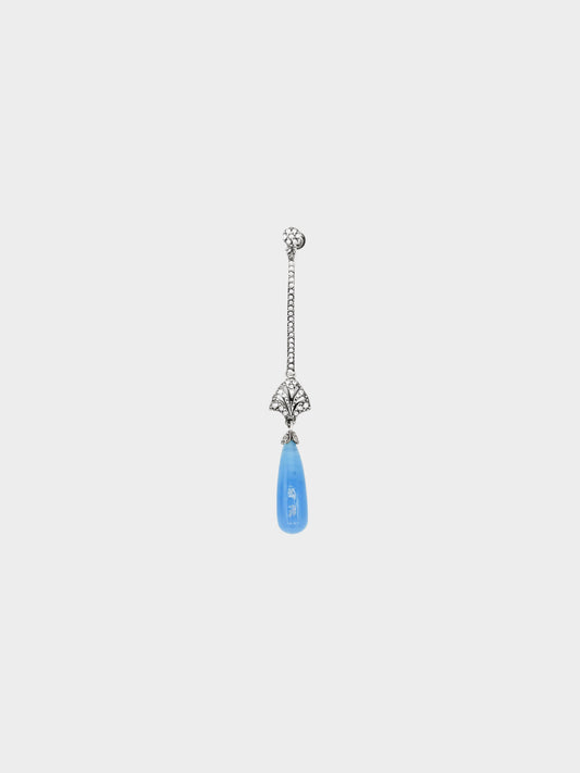 Christian Dior by John Galliano SS 1998 Rare Rhinestone and Blue Pearl Drop Ear Clip