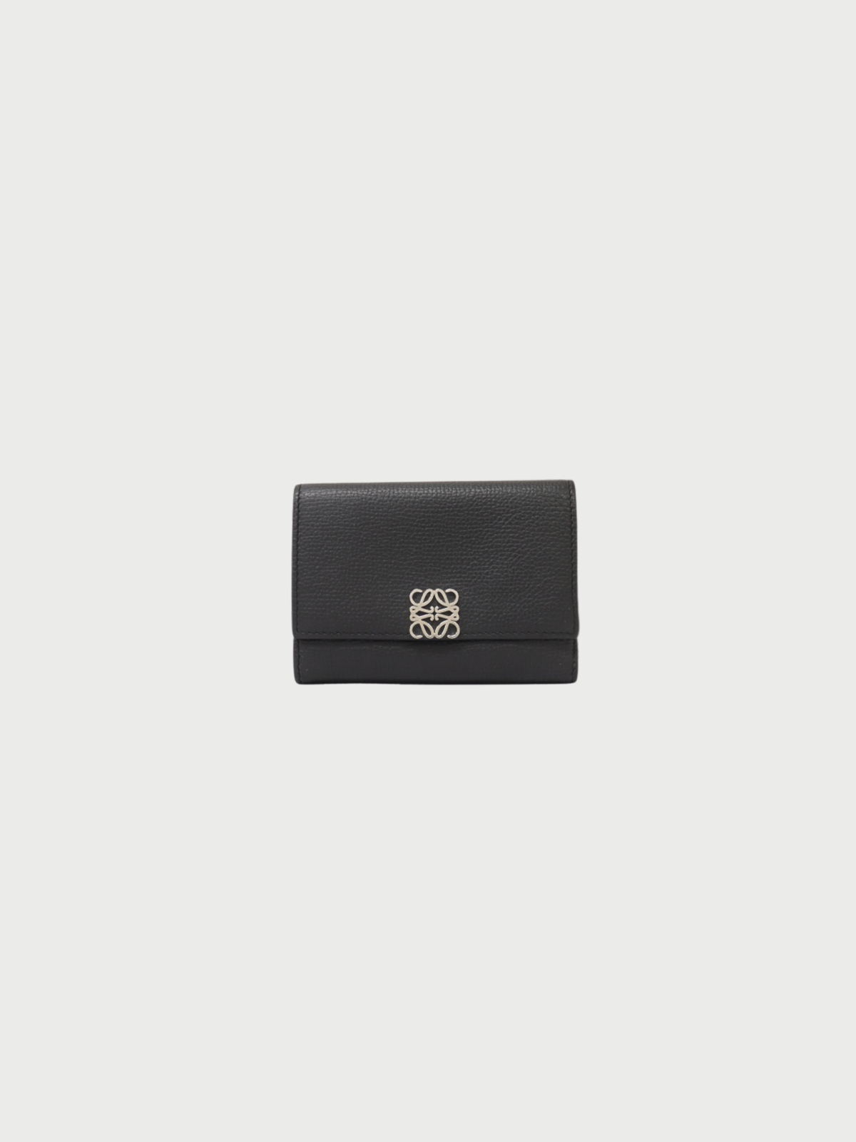 Loewe 2020s Black Leather Trifold Compact Wallet