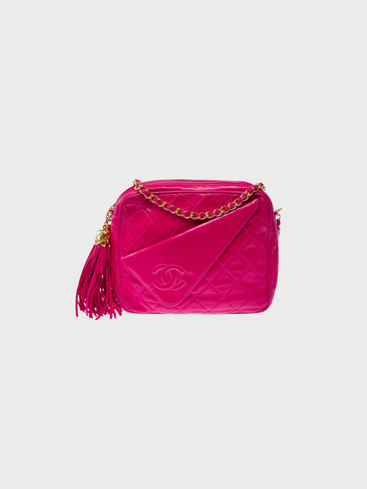 Chanel 1991 Pink Lambskin Camera Chain Bag