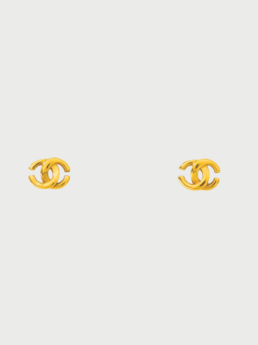 Chanel 1990s Gold Plated Metal COCO Earrings
