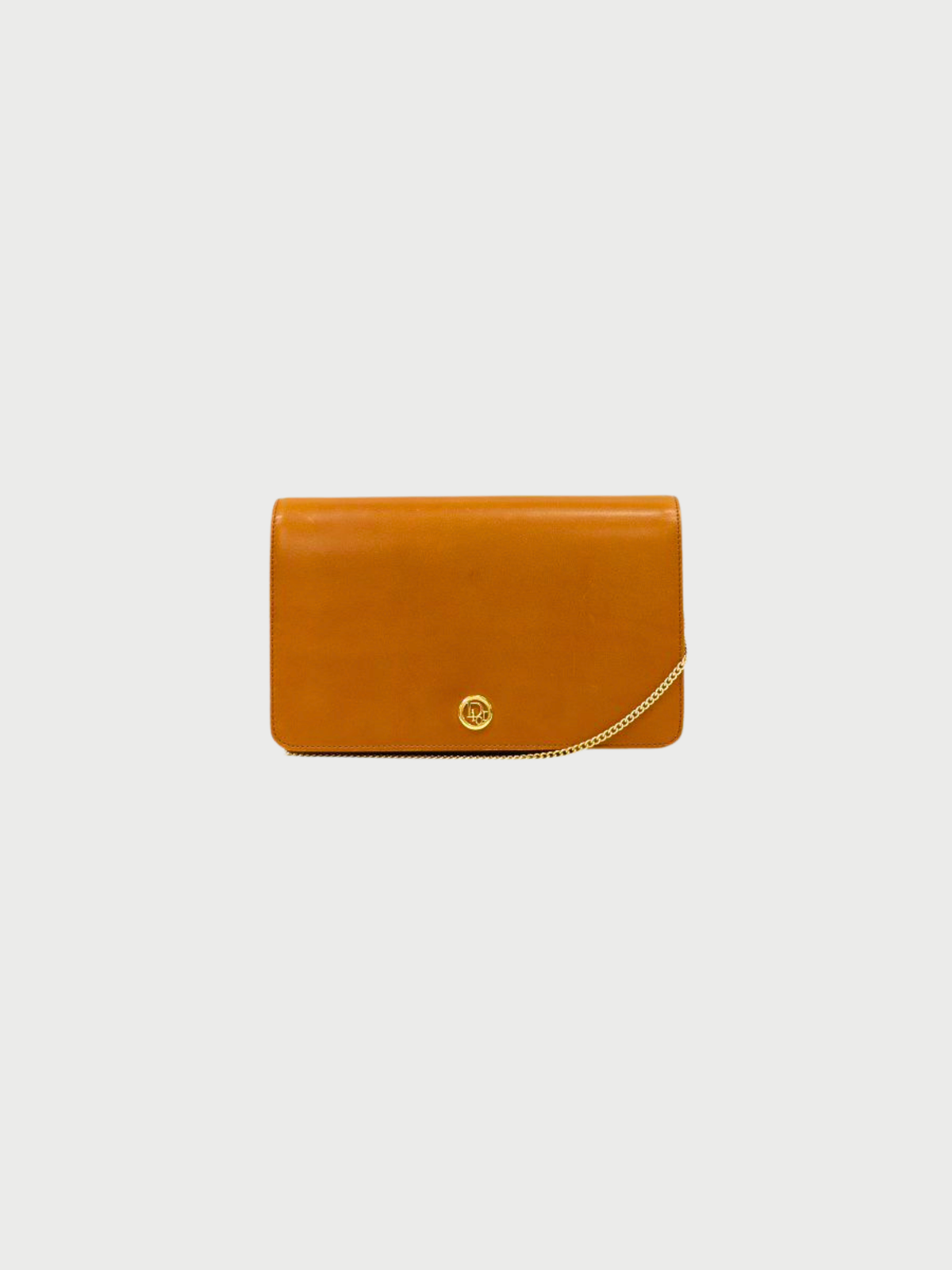 Christian Dior 2000s Camel Leather Logo Hardware Chain Shoulder Bag