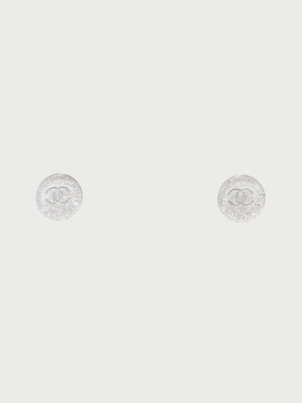 Chanel 2000 Silver Plated Metal Plastic COCO Round Earrings
