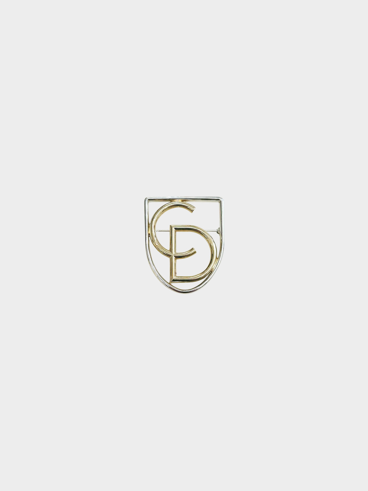 Christian Dior 1990s Gold and Silver CD Logo Brooch