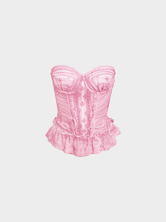 Ermanno Scervino SS 2005 Pink Stitched Bustier Corset Top