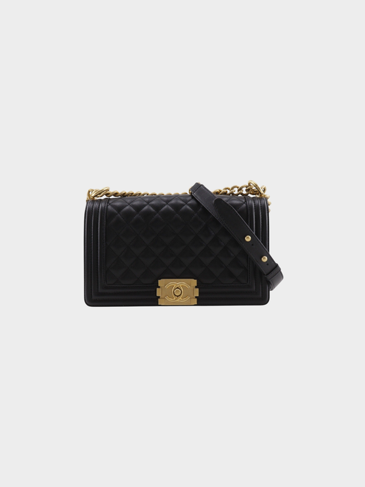 Chanel 2010s Black Boy Chanel 25 Shoulder Bag