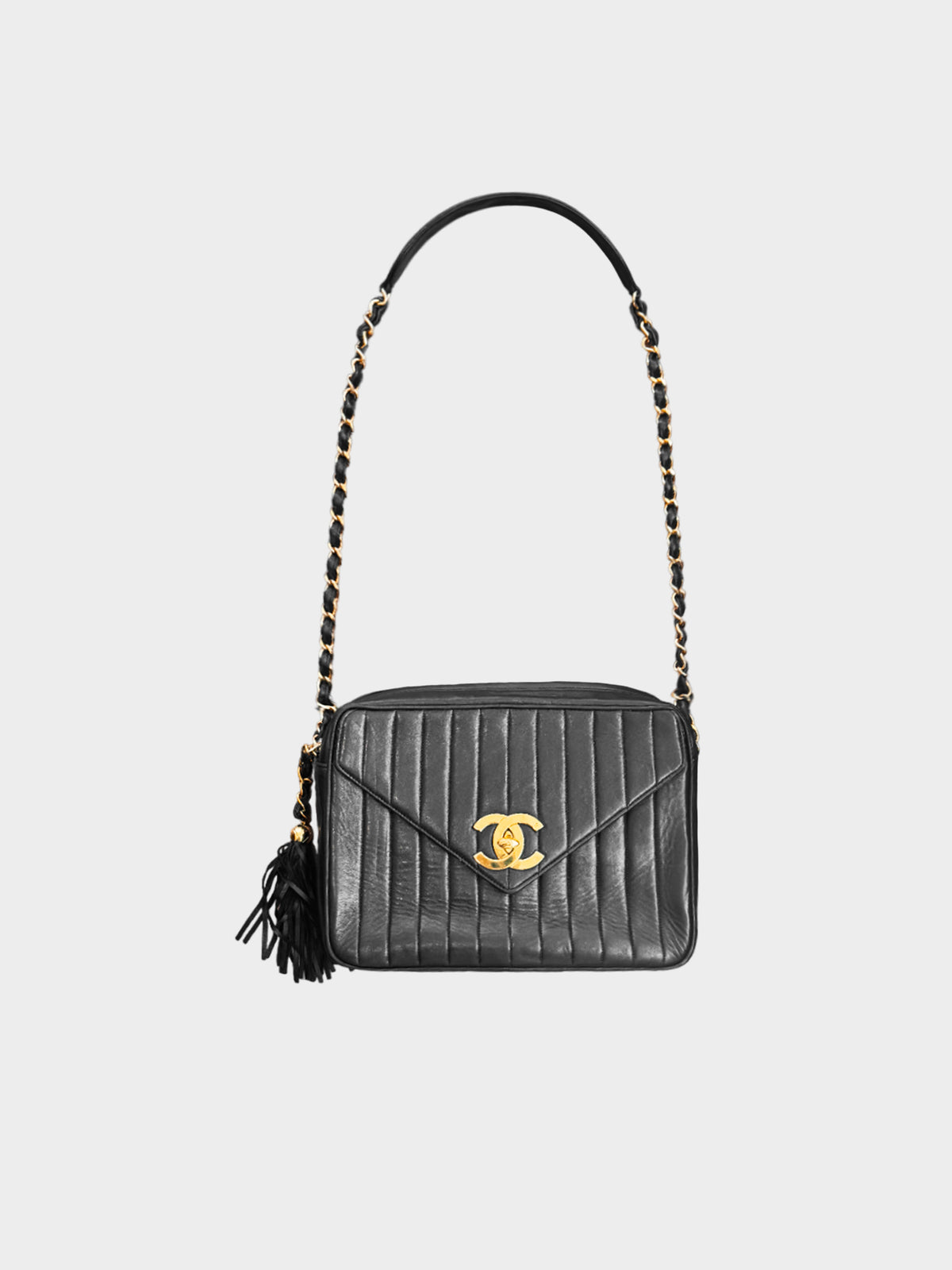 Chanel 1996 Black Vertical Quilted Lambskin Camera Bag