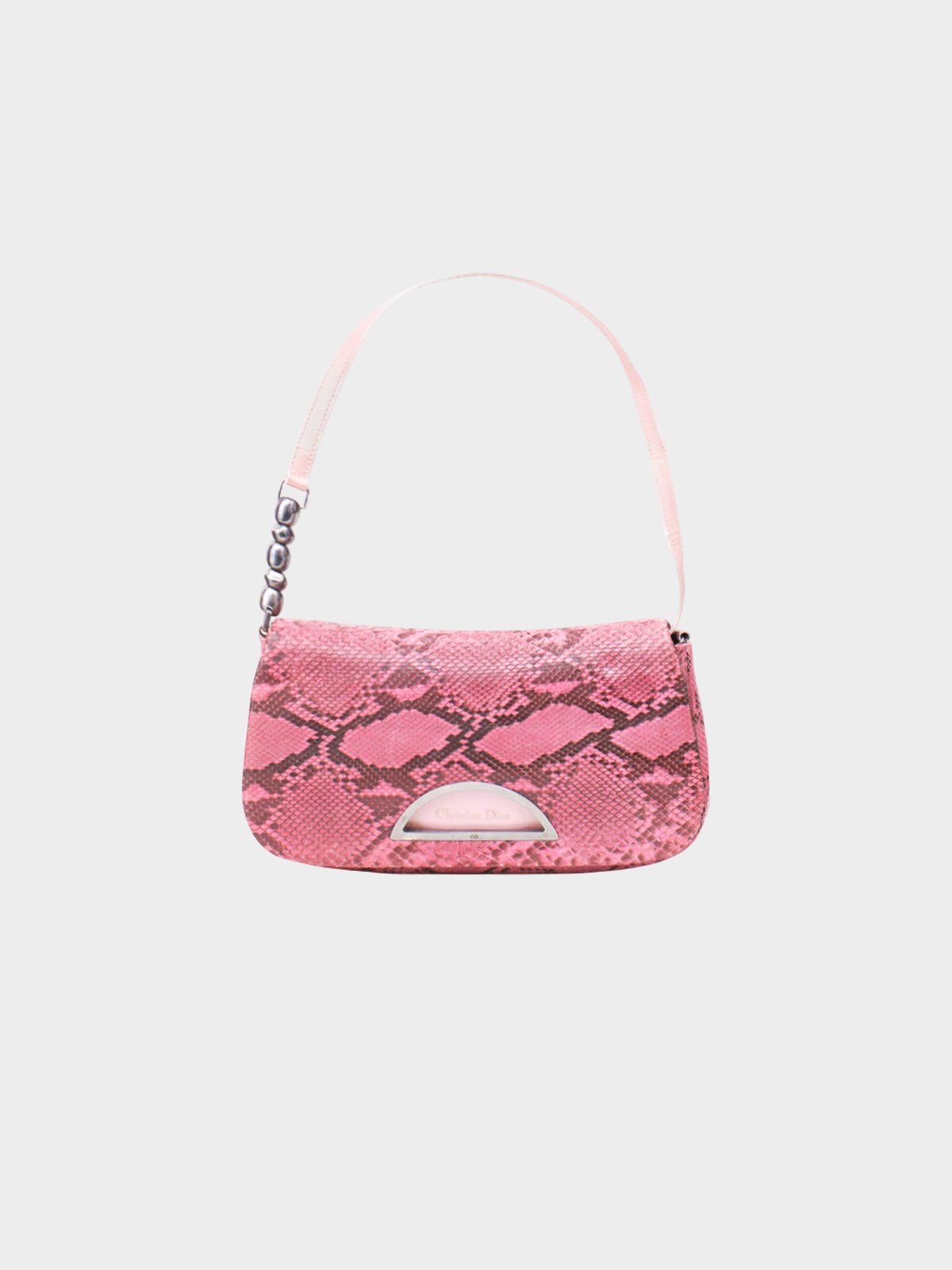 Christian Dior 2000s Pink Python Leather Maris Pearl Shoulder Bag